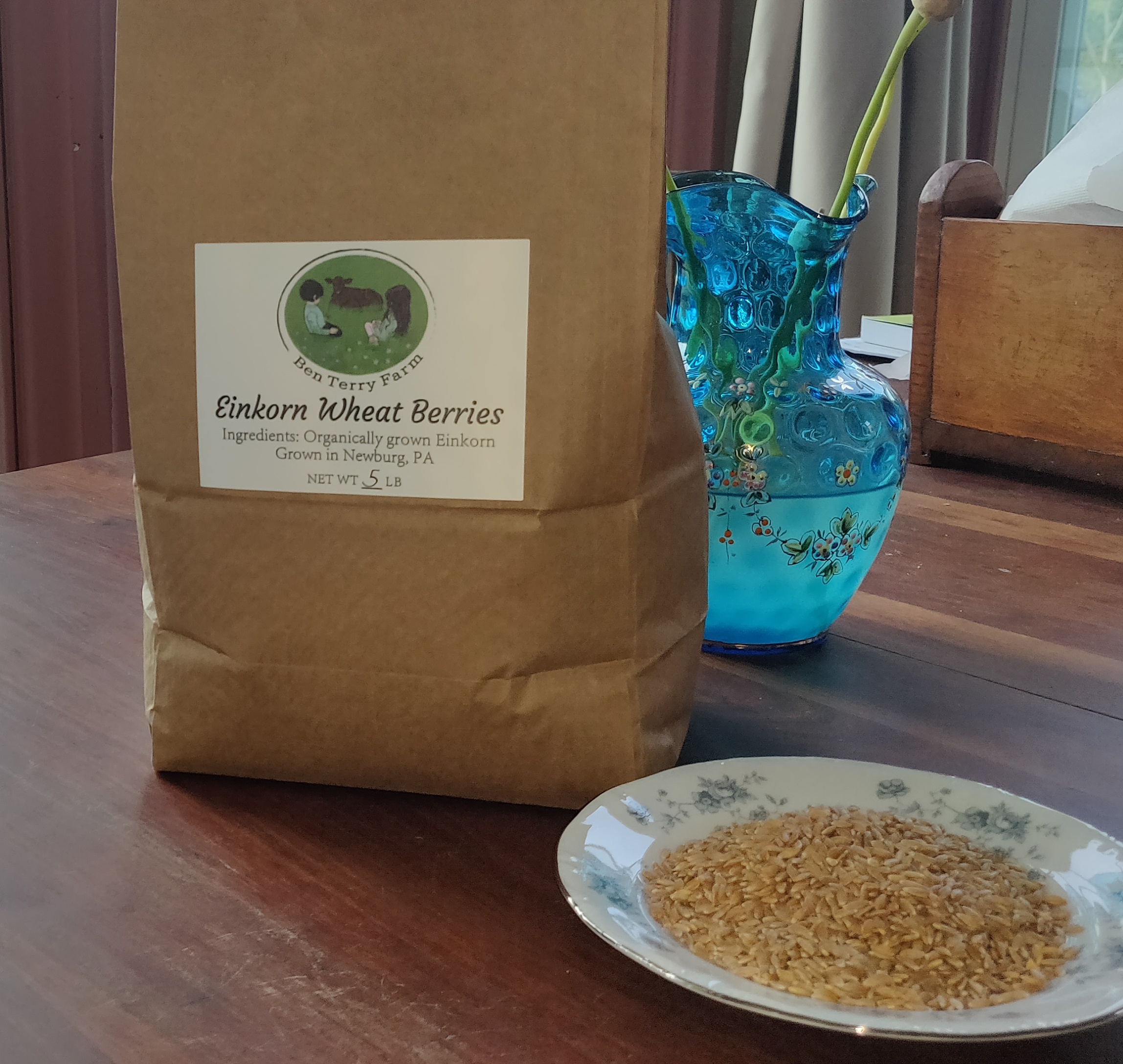 Chemical-Free Heirloom Einkorn Wheat Berries, Grown in Pennsylvania